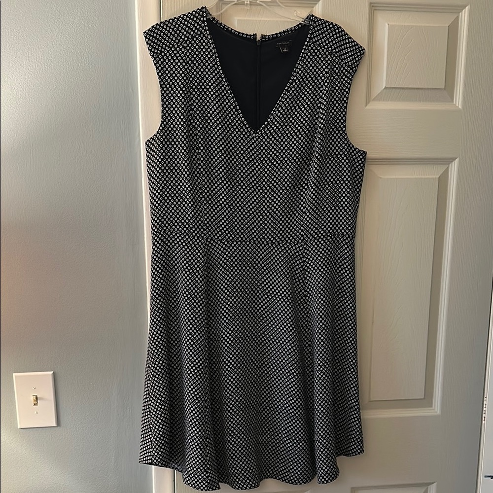 Ann Taylor- Elegant Navy and White Sleeveless Dress